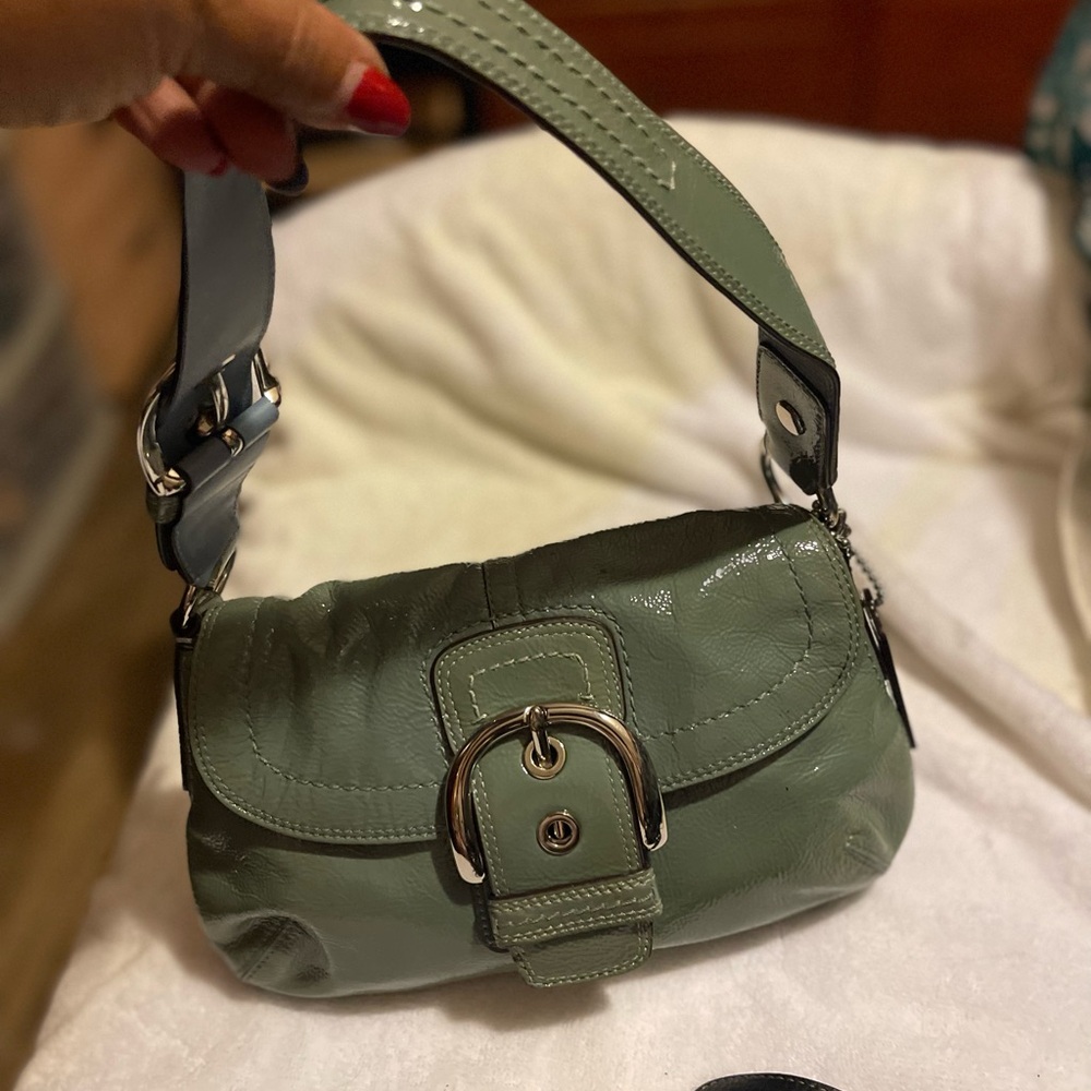 Coach Sage Green Leather Shoulder Bag